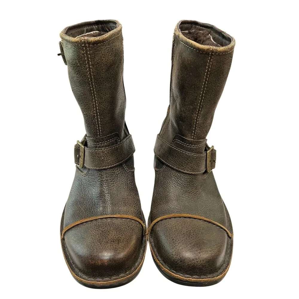 Ugg Mens Rockville II Distressed Brown Leather Moto Boot Shearling Lined  US 9.5
